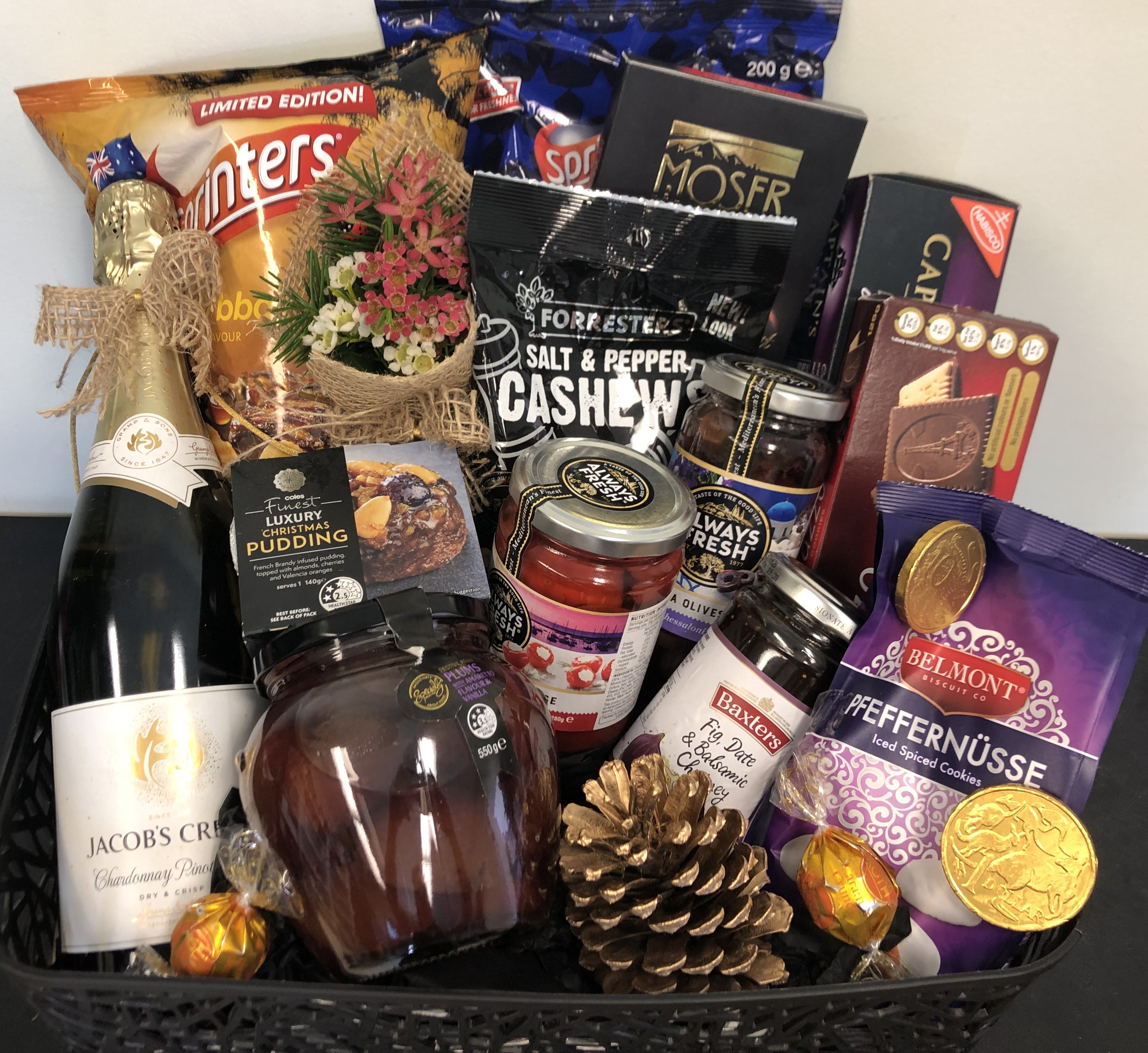 Festive Christmas Hamper with Sparkling Wine - Blossoms by the Beach